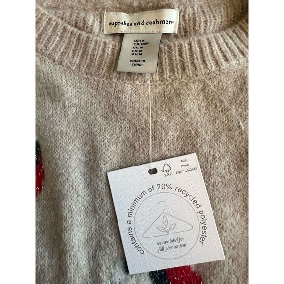 NWT Cupcake and Cashmere Candy Canes Super Soft Christmas Sweater Sz Medium - Picture 8 of 9